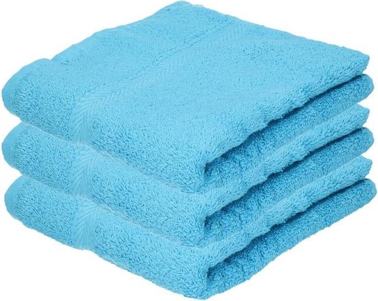 3x Luxe handdoeken turquoise 50 x 90 cm 550 grams - Badkamer textiel  badhanddoeken | bol.com