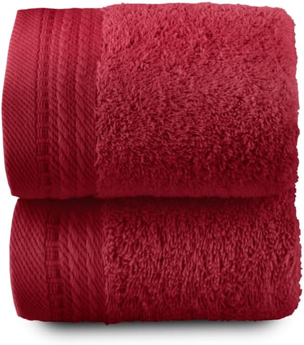 SnelShoppen - Premium Badhanddoeken - 2 Bide Handdoeken 30x50 cm - 100% Katoen - 600 g/m² - Garnet Rood - Zacht, Absorberend, Sneldrogend voor Thuis,