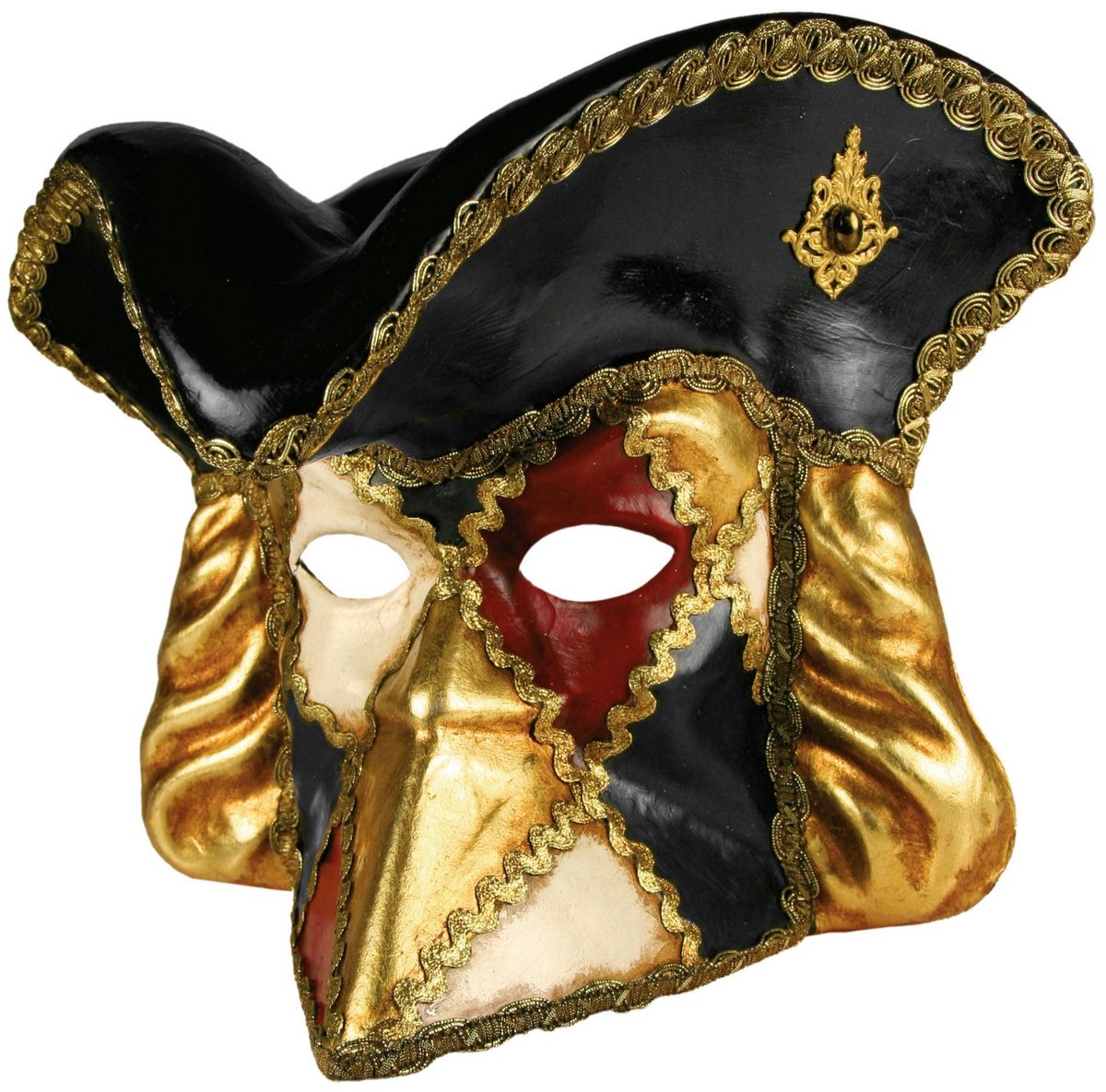 Bauta Met Schaakbord Hoed Kleur - Venetiaanse Masker