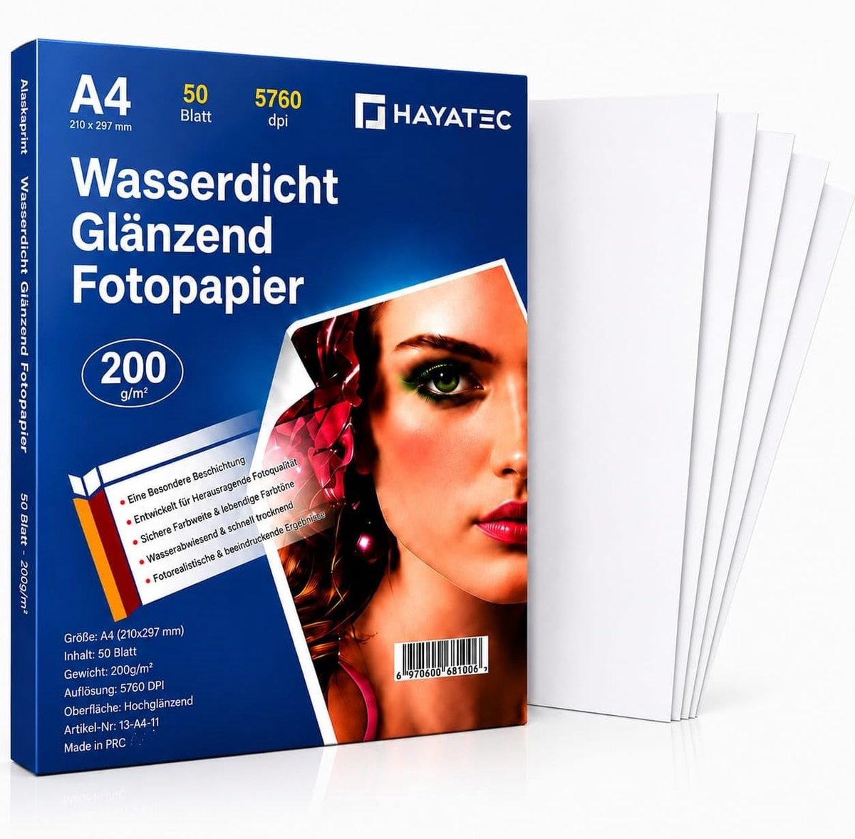 SnelShoppen - 50 Vellen Foto Papier A4 Glanzend 200 g/m² Waterproof Sneldrogend Hoogglans Wit voor Inkjet Printer - Perfect voor Foto's, Kaarten, Fees