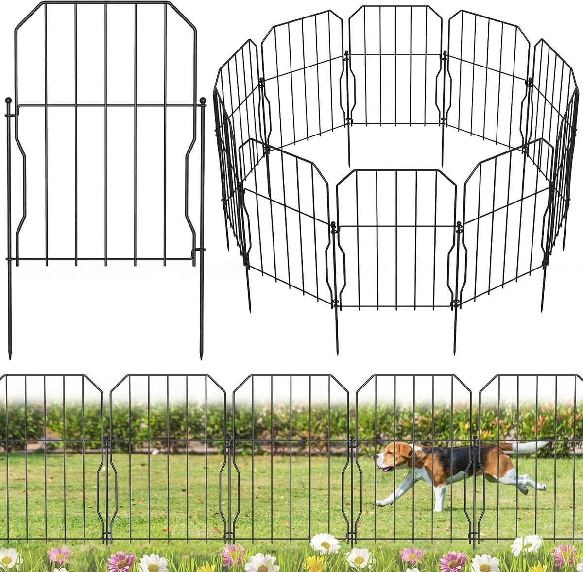 SnelShoppen - Set van 10 Decoratieve Metaal Tuinhekken - 31 x 41 cm - Duurzaam, Rustbestendig, Voor Tuin, Dieren, Patio, Buiten Decoratie