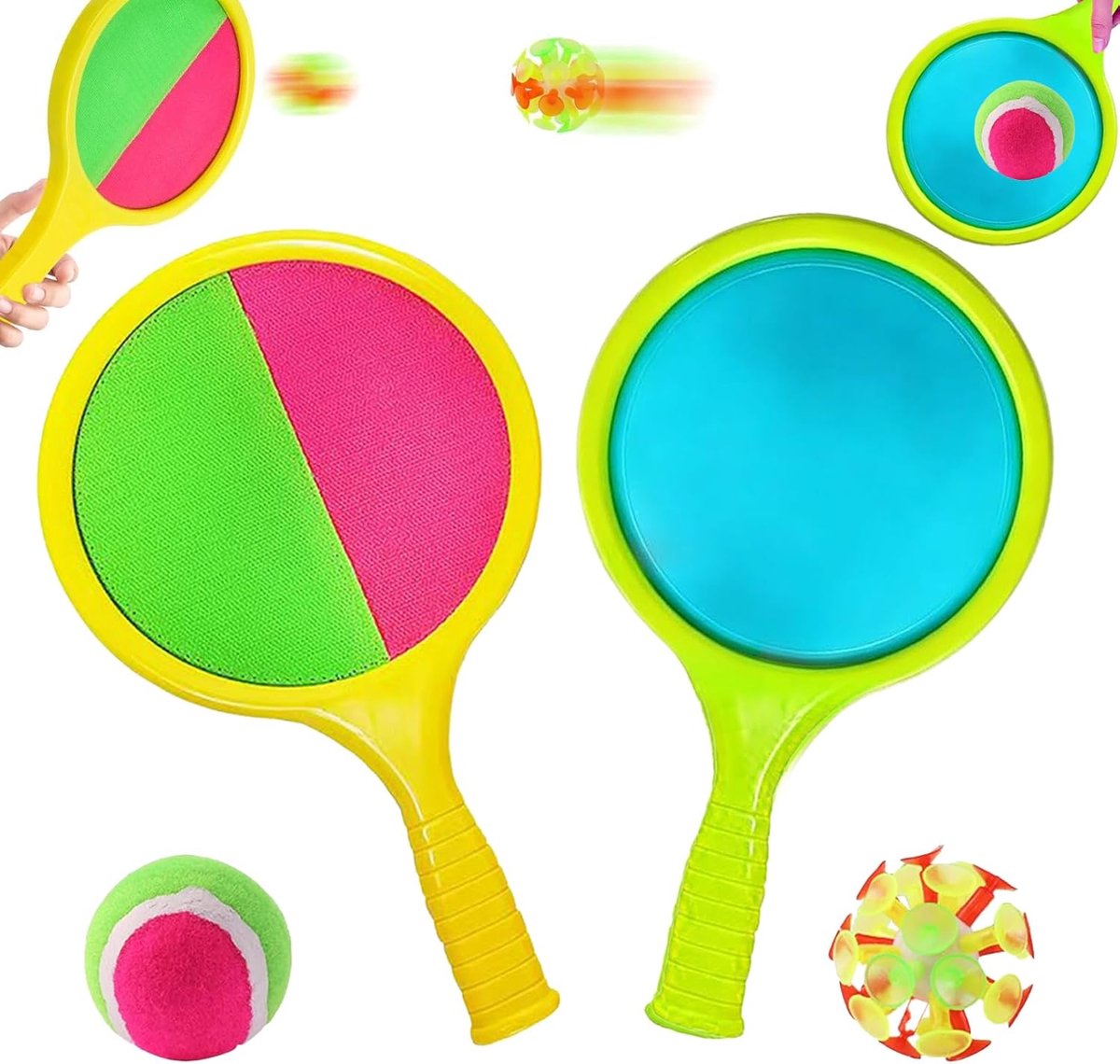SnelShoppen - Klittenbandbalspel met 2 Rackets en 2 Ballen - Buitenspel voor Kinderen - Perfect voor Tuin, Strand en Feestjes - Vang- en Werpspel voor