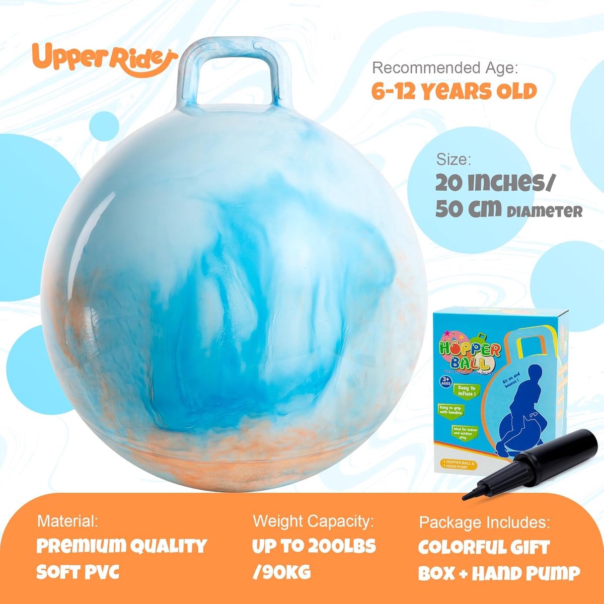 SnelShoppen - Planet Hopperball 50 cm - Hoof Ball - Buitenspeelgoed voor Kinderen - Kleurige Springbal voor Feesten, Tuin en Camping - Duurzaam en Vei