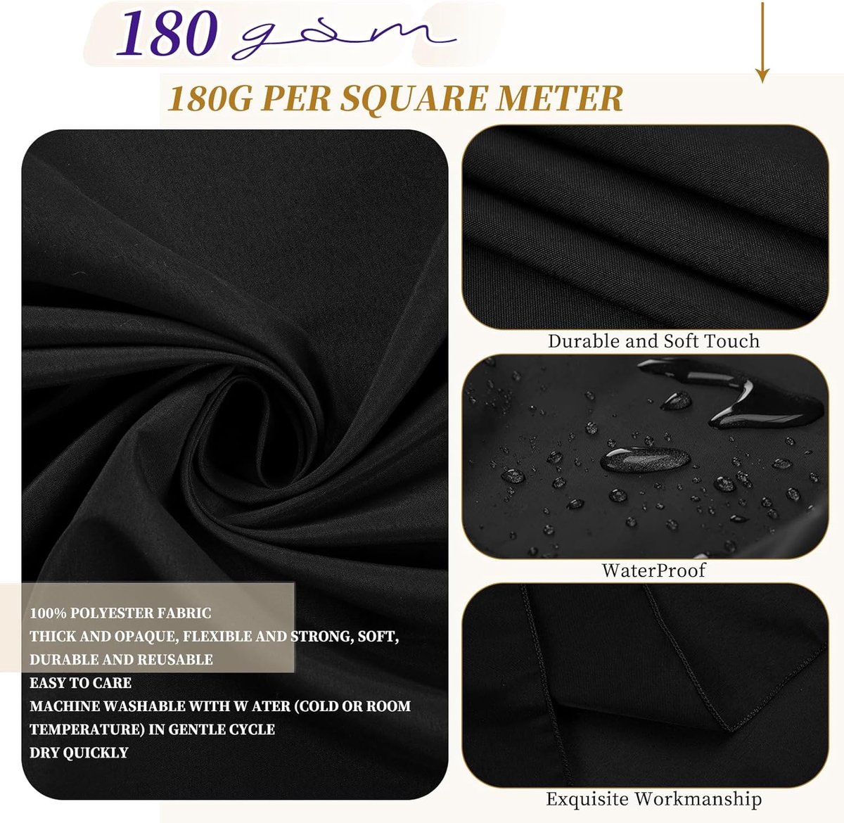 SnelShoppen - Polyester Ronde Tafelkleed 228 cm - Set van 6 - Waterdicht, Wasbaar - Ideaal voor Feesten, Bruiloften, Buffetten, Camping, Restaurant -