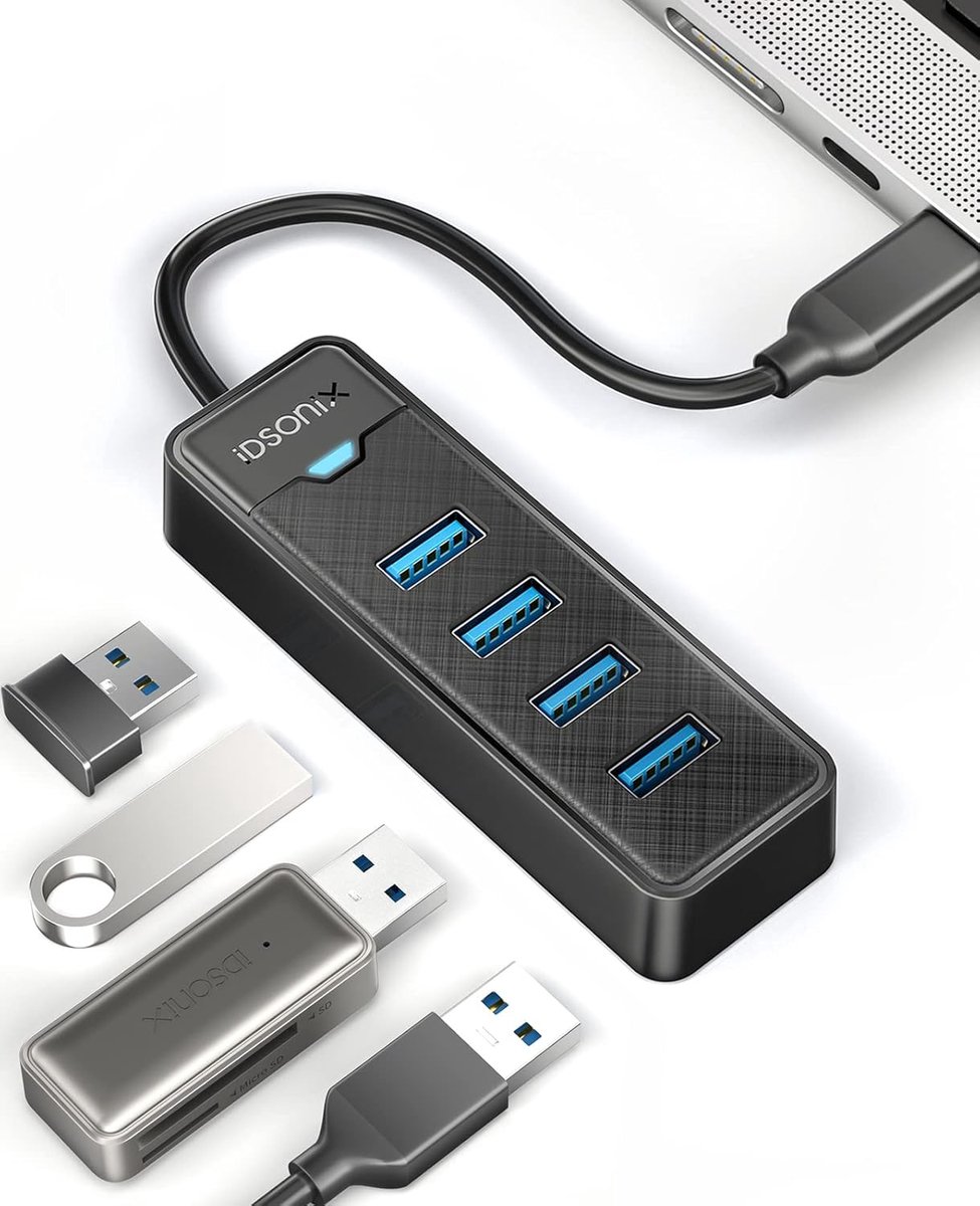 SnelShoppen - USB C Hub 3.0 - 4-Port USB Hub voor Laptop - Snelle 5Gbps Overdracht - LED Indicator - Compatibel met MacBook, Windows, Linux - Draagbar