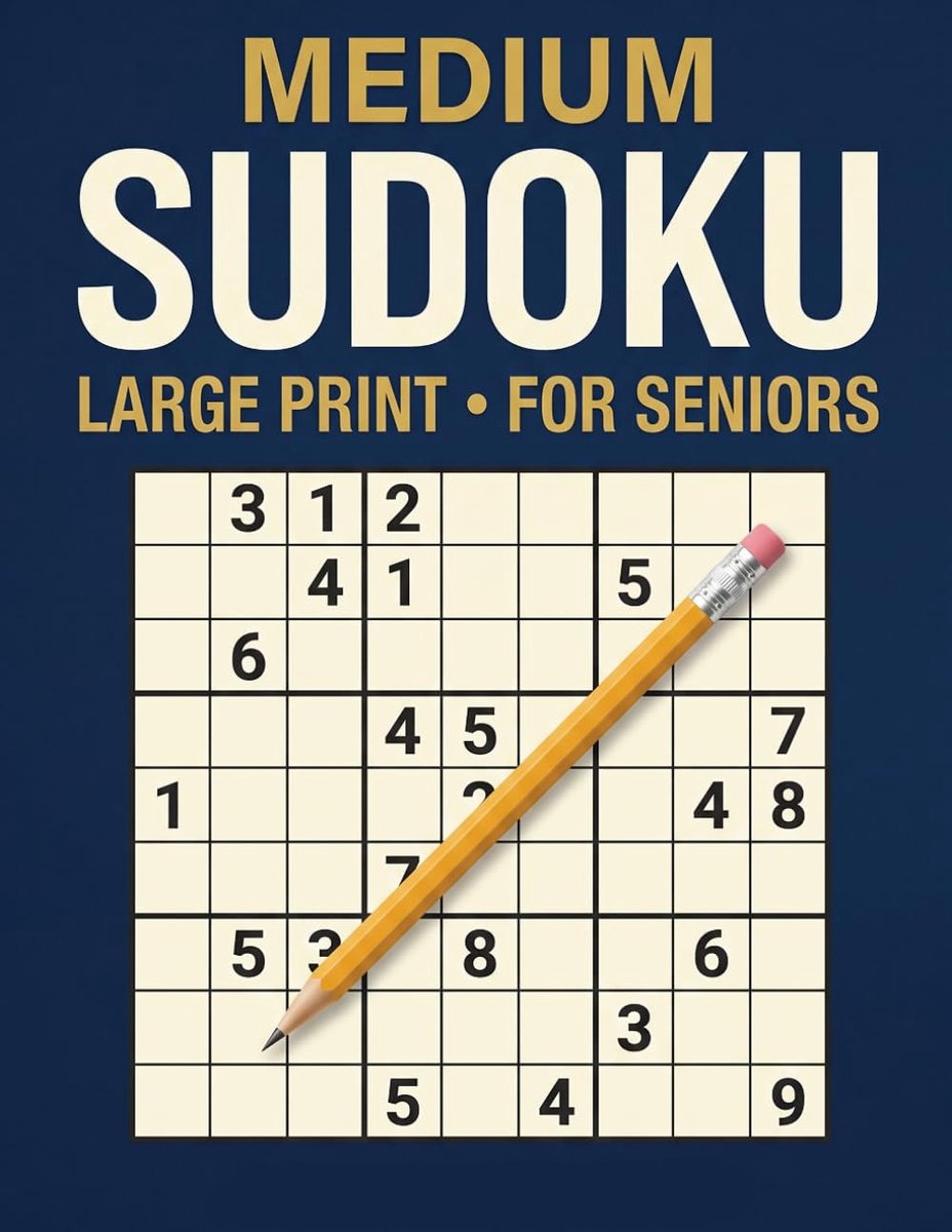 SnelShoppen - Sudoku Medium Uitdaging in Grote Lettertype – Duidelijke Cijfers, Ruimtelijke Lay-out voor Stressvrij Oplossen – Ideaal voor Volwassenen