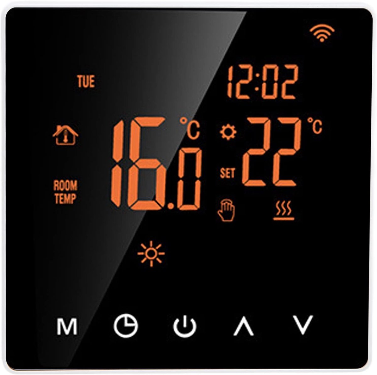 SnelShoppen - ME81H Smart Thermostat WIFI 16A - LCD Touch Screen - Watervloer Verwarming - 5-90℃ - Geschikt voor Huizen, Kantoren, Hotels - Oranje Ach