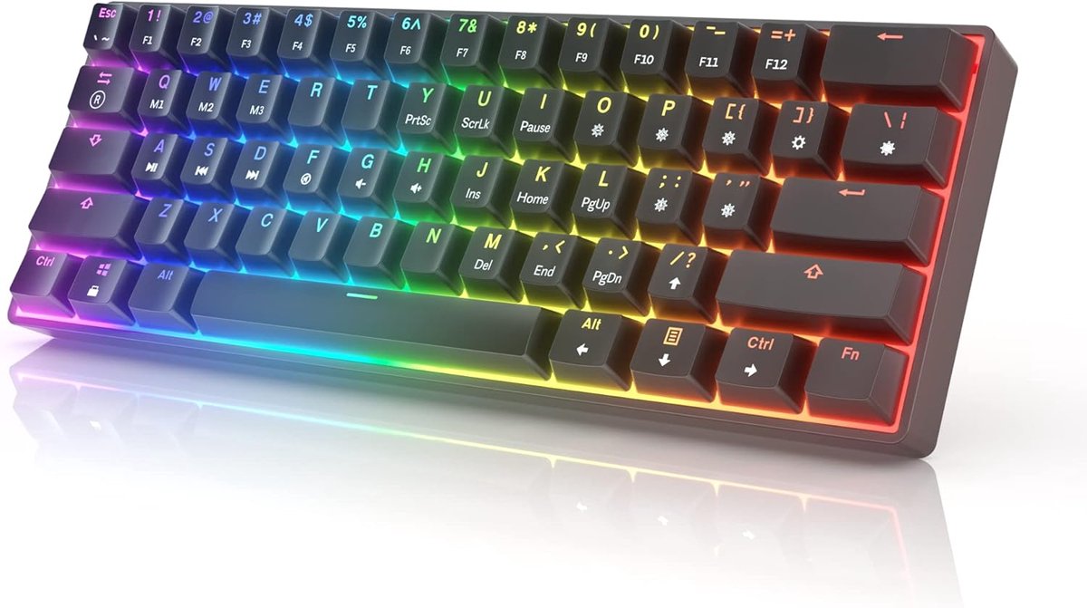 SnelShoppen - GK61s Mechanisch Gaming Toetsenbord - 61 Toetsen RGB Verlichting - Programmeerbaar - Geschikt voor PC/Mac - Gateron Mechanische Switches