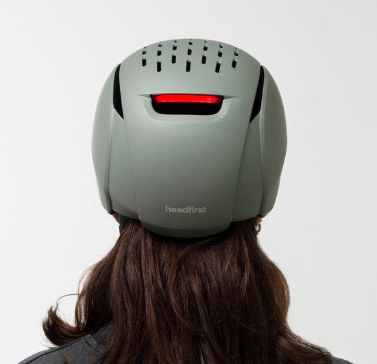 headfirst Echo Pro fietshelm met LED remlicht - Groen - XS/S (51-56 cm) - SafeFit aanpasbare fietshelm voor e-bike, stadsfiets, step & skate - magnetische sluiting — afbeelding 3