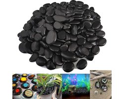 SnelShoppen - VELLES Aquarium Stones voor Schilderen, Decoratieve Grindstenen, Natuurlijke Tuin Decoratie, Terrarium Steentjes 20-40mm, Zwart, 950g