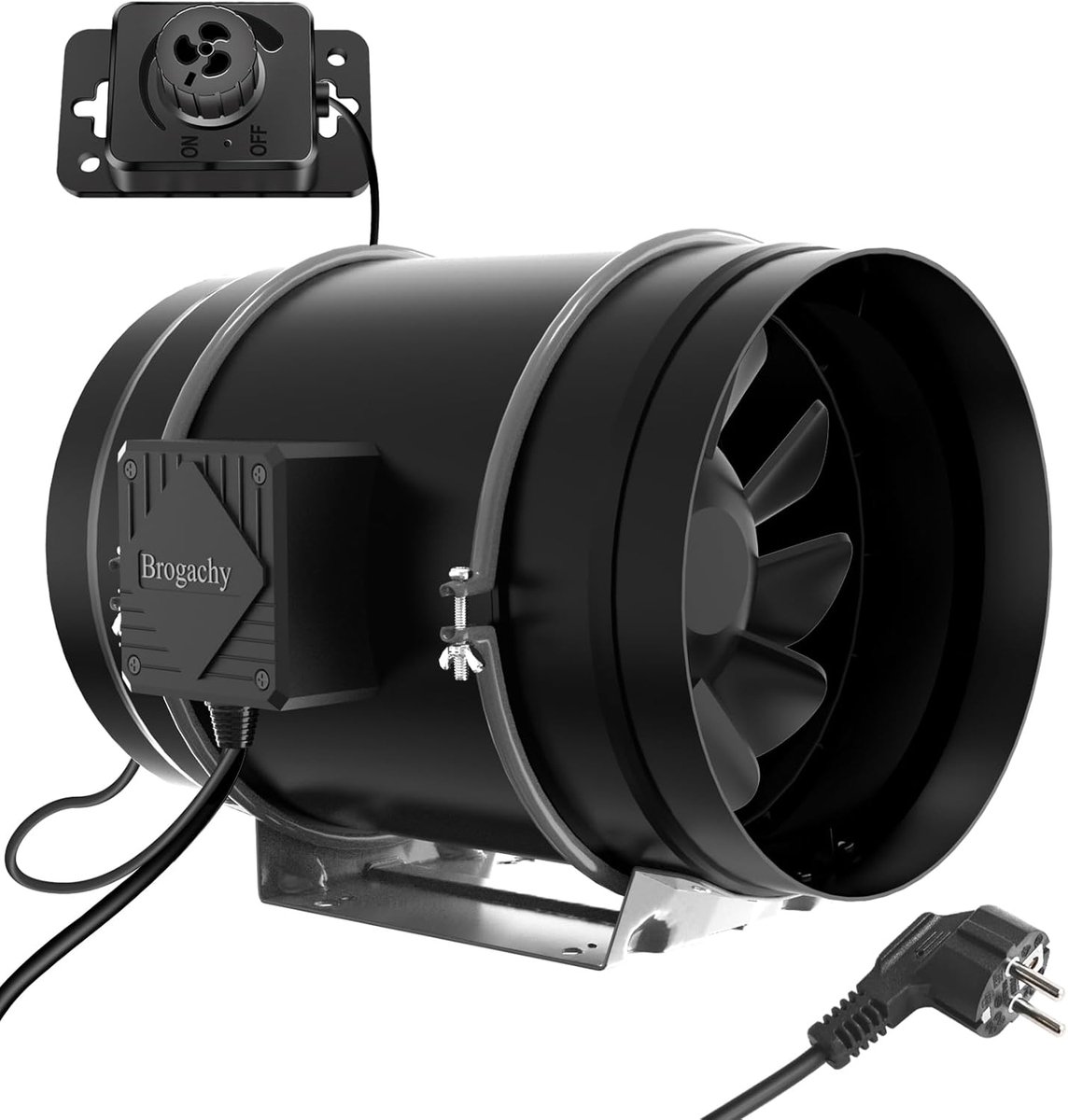 SnelShoppen - 200mm verstelbare afzuiger met 3-fase EC motor, 180W, 1413m³/h luchtstroom, stille werking, met variabele snelheid voor ventilatie, groe