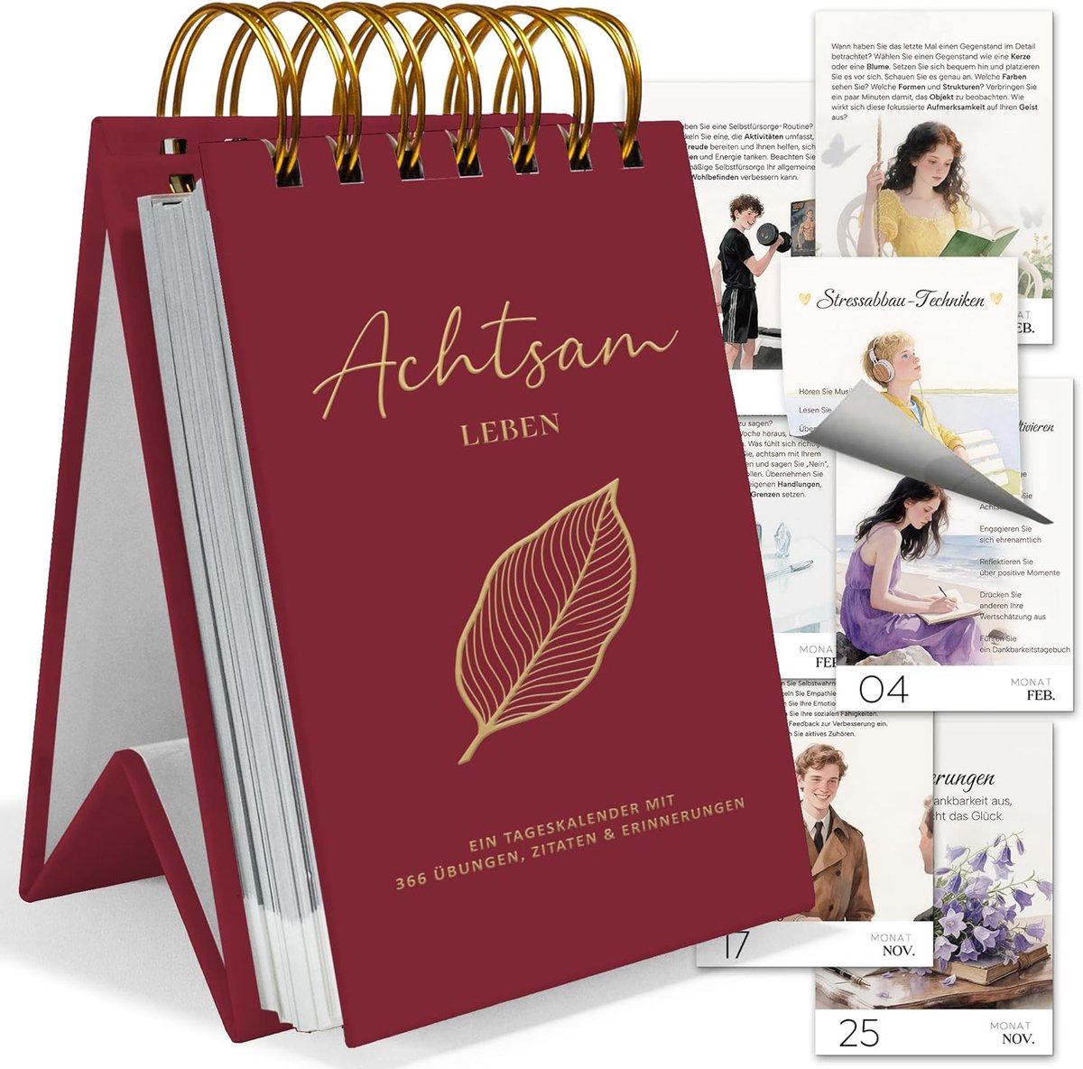 SnelShoppen - BIROYAL Tear Calendar met Rode Esdoornbladeren - Wandkalender - Decoratief en Functioneel - Perfect voor Thuis en Op Kantoor - 2024