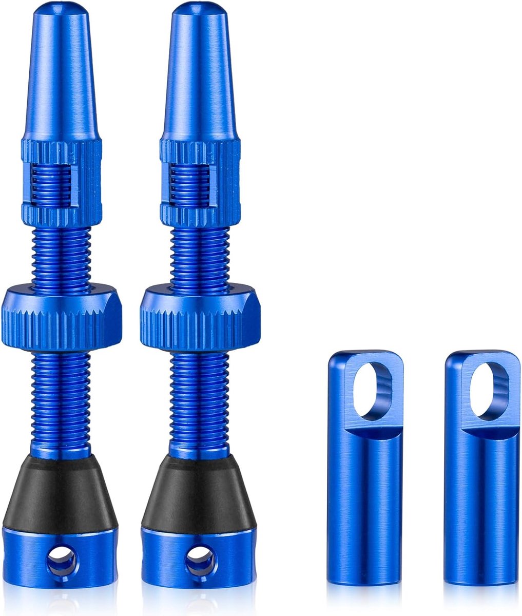 SnelShoppen - Tubeless Presta Ventielen 2 Stuks - Lichtgewicht 44mm Blauwe Alloy Ventielen voor Fietsen - Voor Tubeless Systemen