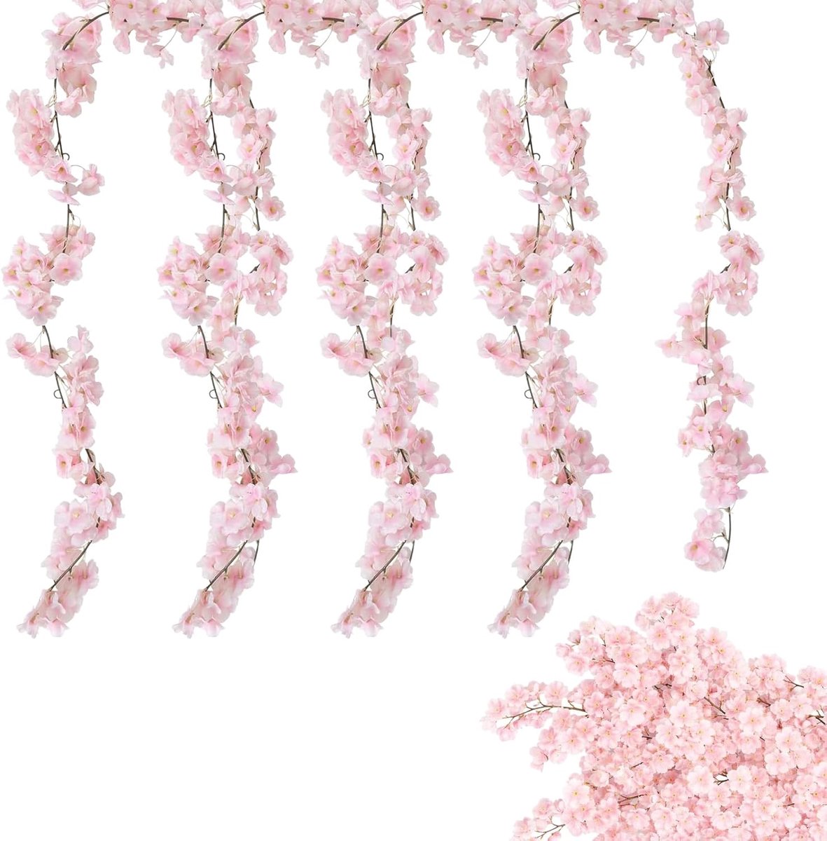 Kersenbloesem Slingers - Kunstbloemen Ranken - Decoratie Ophangen - Hoge Imitatiewaarheid - 4 x 180 cm - Roze