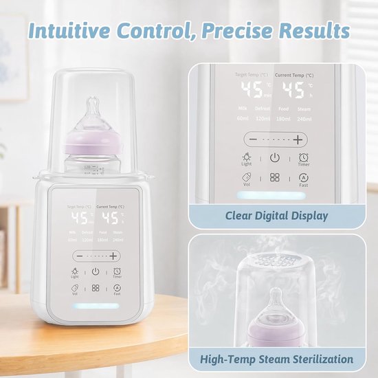 SnelShoppen - Babyflessenwarmer 8-in-1, Flessen- en Babyvoedingwarmer, Snel Warming, Ontdooien, Warm Houden, Steriliseren, Nachtlampje, Timer, Voor Mo van Snelshoppen — afbeelding 5