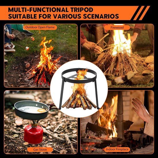 SnelShoppen - Camp Fire Grill Grate, Vouwbare Camping Grill, Hittebestendige Tripod BBQ Frame met Opbergtas voor Camping, Outdoor Feesten en Hiking van Snelshoppen — afbeelding 3