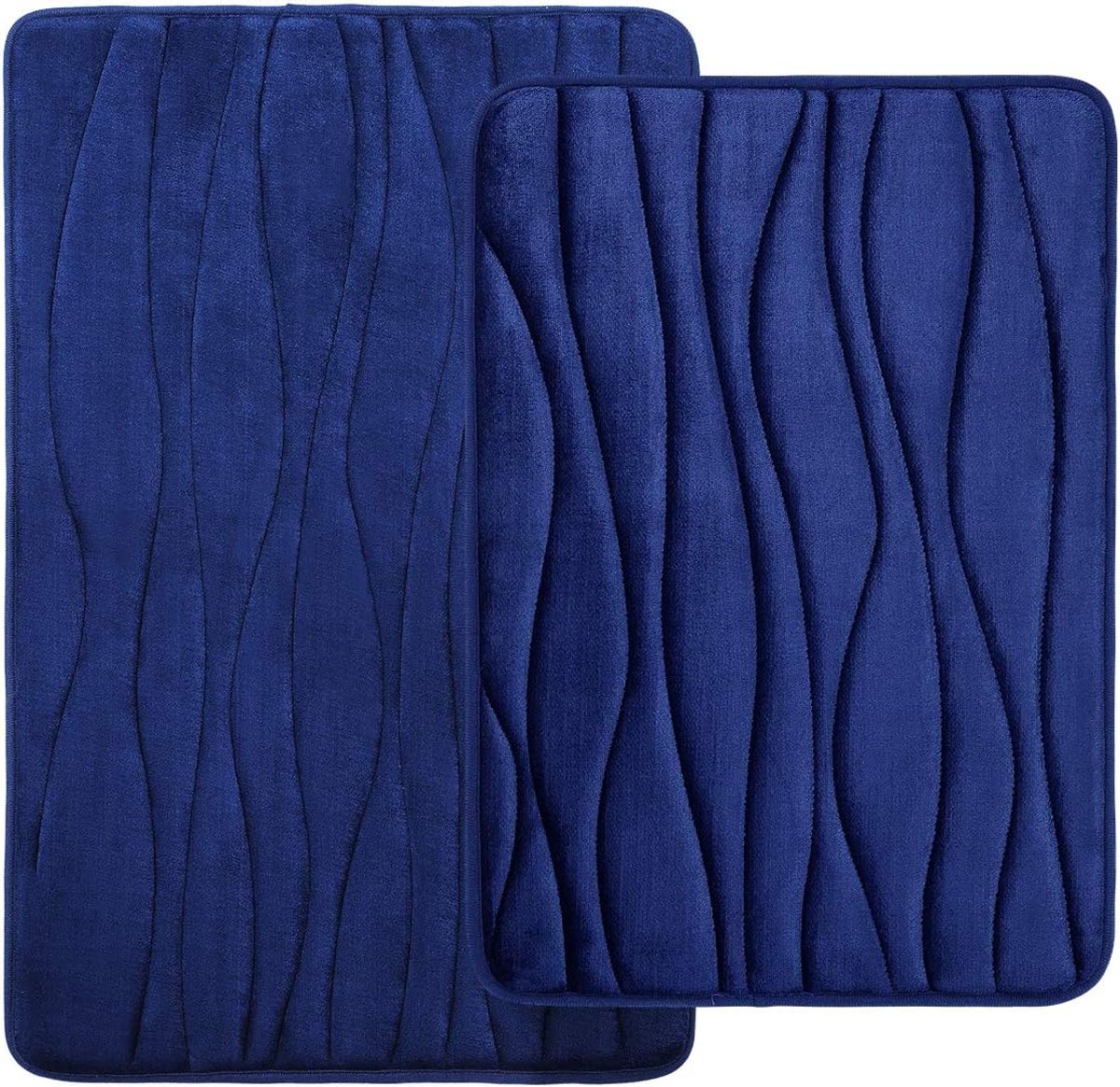 SnelShoppen - Memory Foam Badmat Set van 2, Antislip en Absorberend, Wasmachinebestendig (40 x 60 cm + 50 x 80 cm, Marineblauw)
