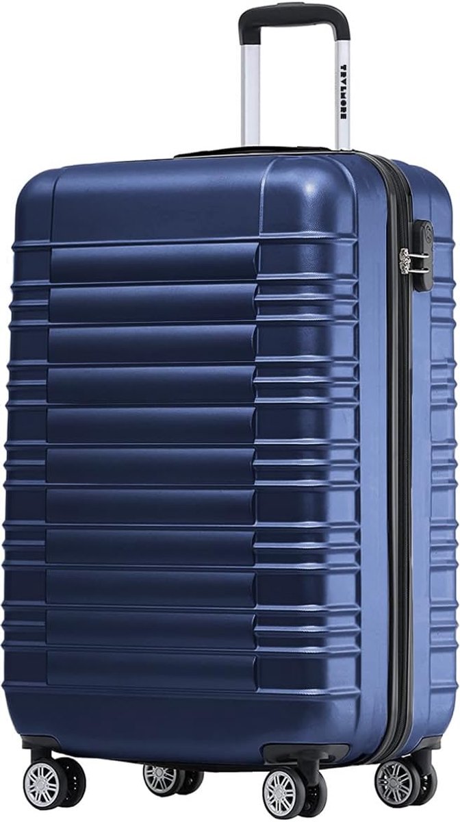 SnelShoppen - Cabin Luggage Koffer - Lichtgewicht Reiskoffer 38L met Combinatieslot - Trolley 54x36x20 cm - Donkerblauw voor Weekendtrips en Korte Vak