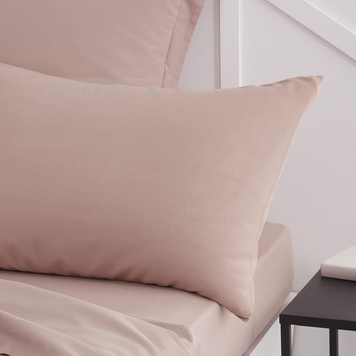 SnelShoppen - Set van 2 Kussenslopen 50 x 70 cm, 100% Katoen, Effen, Sand Pink, Luxe Ruched Kussenslopen voor Thuis, Slaapkamer, Feest, Comfortabel en