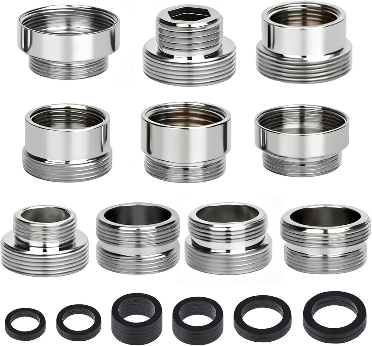 SnelShoppen - 10pcs Water Tap Adapters met Seals - Universele Draad Faucet Adapter - Mannetje naar Mannetje en Vrouwelijke Draad Dubbele Nippel Adapte