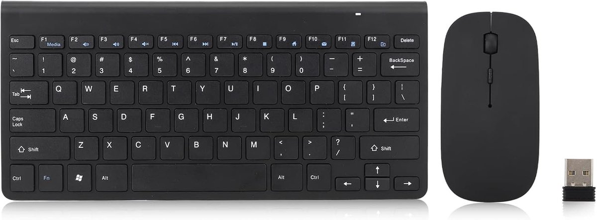 SnelShoppen - Draadloze Keyboard Mouse Set 2.4GHz Ultra Dun Stille Toetsenbord met Muis voor PC Laptop 78 Toetsen Zwart