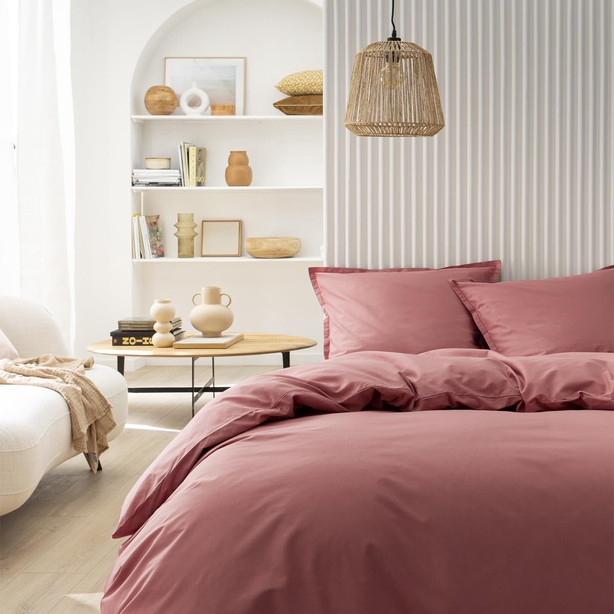 SnelShoppen - Zacht Katoenen Dekbedovertrek 140 x 200 cm - Indian Pink - Perfect voor Slaapkamer, Styling en Comfort