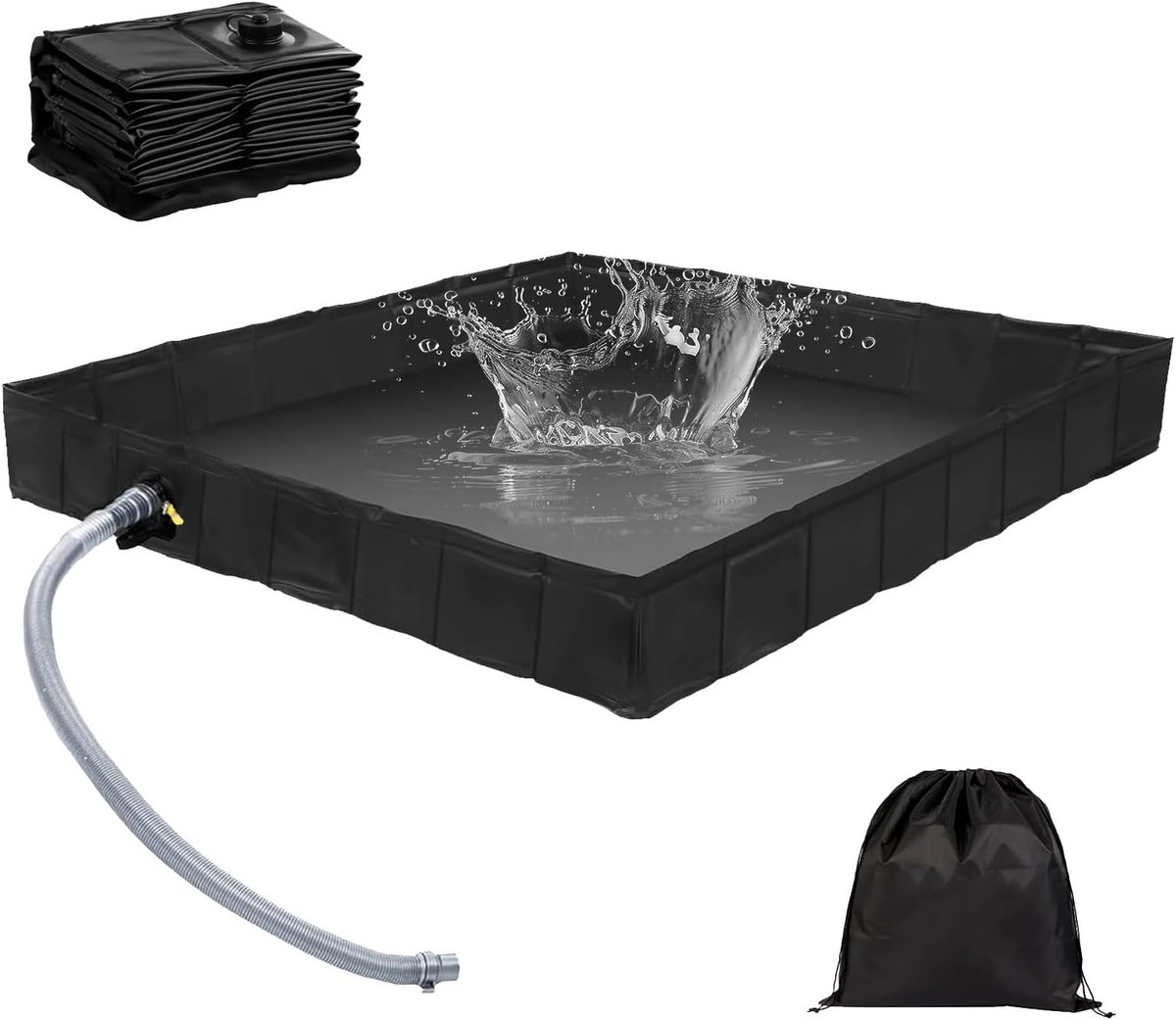 SnelShoppen - Vouwbare Douchebak 105x105 cm met Afvoer, Lichtgewicht en Duurzaam PVC, Ideaal voor Camping, Caravan, Binnen en Huisdieren