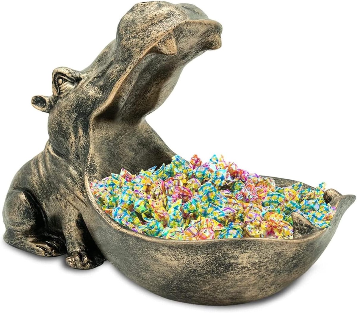 SnelShoppen - Hippo Beeld Sleutelhanger Schaal, Grote Mond Hippo Beeld, Sleutels & Sieraden Opbergdoos, Hippo Sculptuur, Tafeldecoratie voor Woonkamer