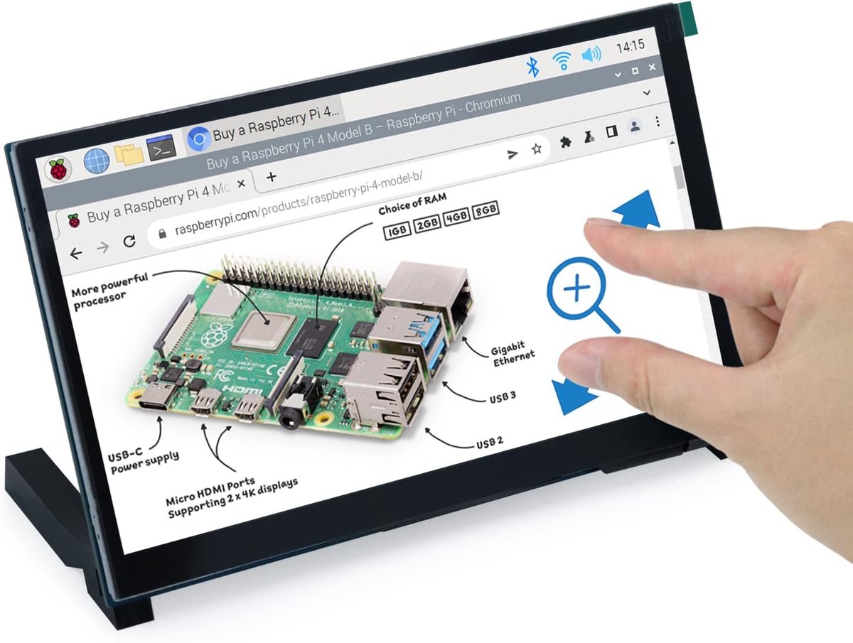 SnelShoppen - 7 Inch Touch Screen Monitor voor Raspberry Pi 5 4B 3 B+ A+, 800x480 IPS Display, Capacitive Touch, MIPI DSI, Ideaal voor DIY Projecten