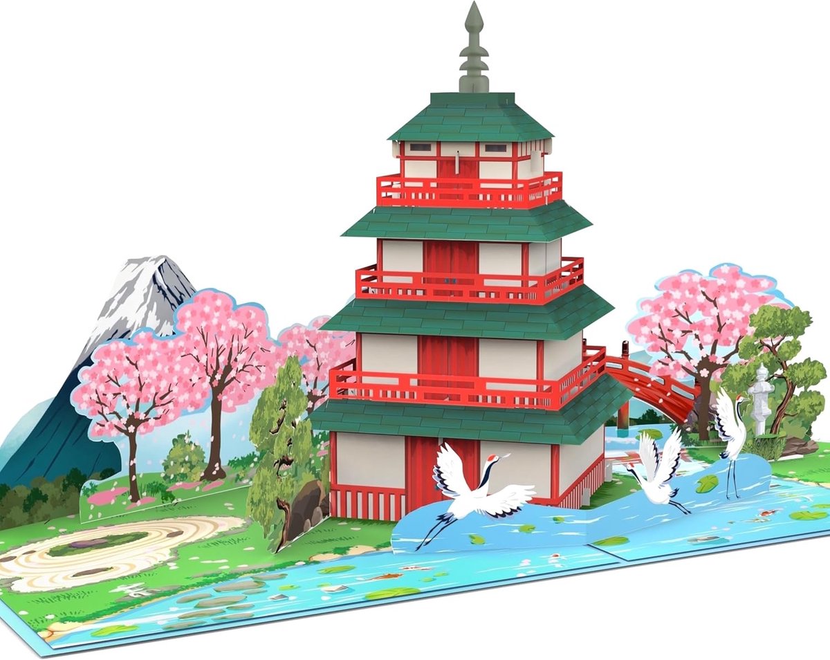 SnelShoppen - 3D Pop-Up Wenskaart Japan - Unieke Verjaardagskaart met Verrassingseffect - Perfect voor Feestelijke Gelegenheden, Huwelijk, Pensioen, R