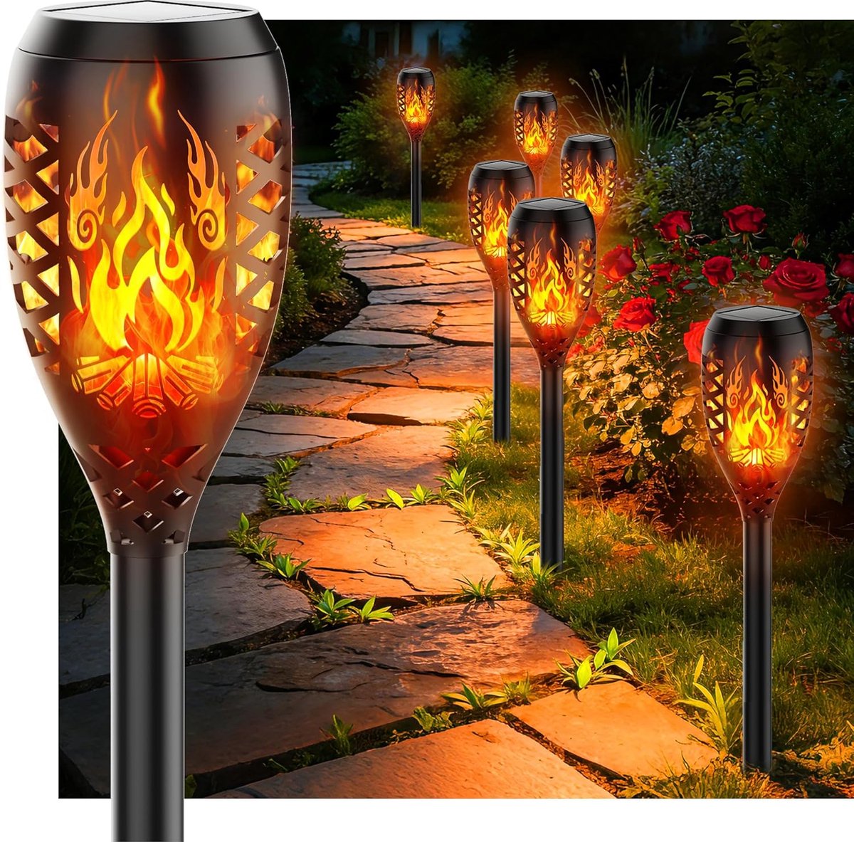 SnelShoppen - 6 Pack Solar Tuinverlichting - Draadloze LED Buitenlampen voor Tuin, Oprit, Patio, Feestverlichting - Waterdicht, Energiezuinig, 6 Stuks