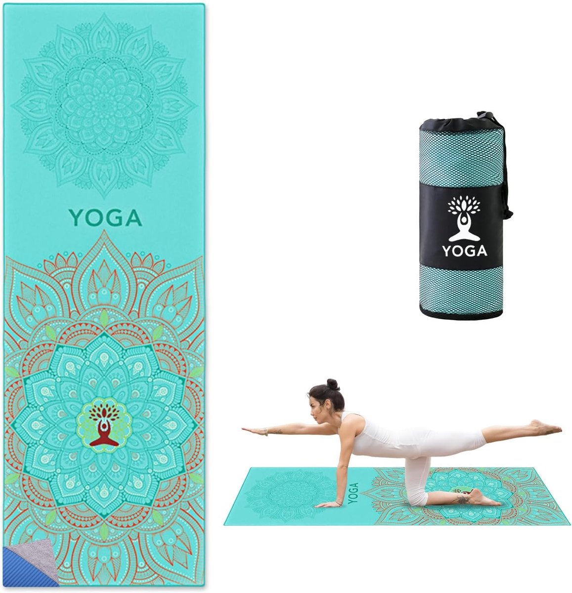 SnelShoppen - Yoga Towel Non-slip 185x63cm - Sneldrogend Microfiber Yoga Handdoek voor Pilates, Hot Yoga en Gym - Ideaal voor Stabiliteit en Grip