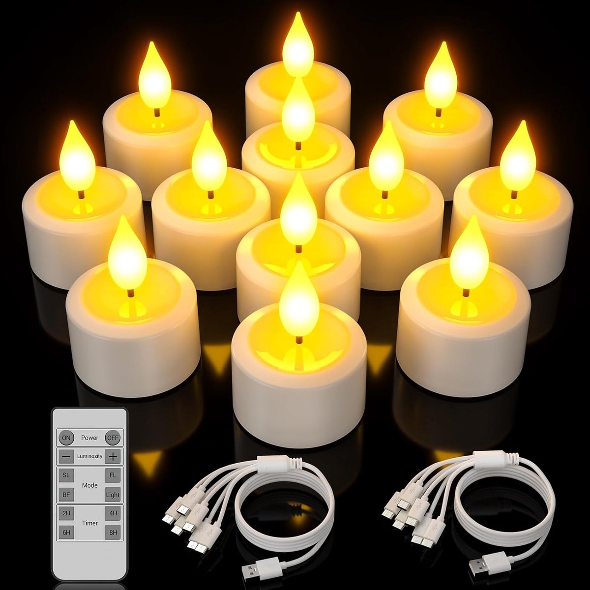 SnelShoppen - 6 Stuks Oplaadbare Theelichten met Afstandsbediening - Flameless Kaarsen voor Binnen en Buiten - Perfect voor Feestdagen, Halloween, Ker