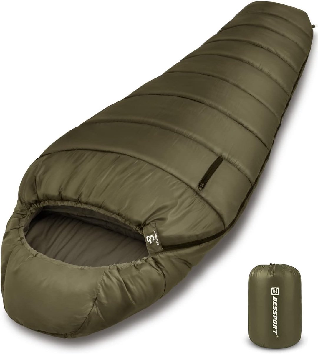 Slaapzak - Mummy slaapzak - Kamperen en reizen - Comfortabel tot -9°C - 220x80cm - Zwart