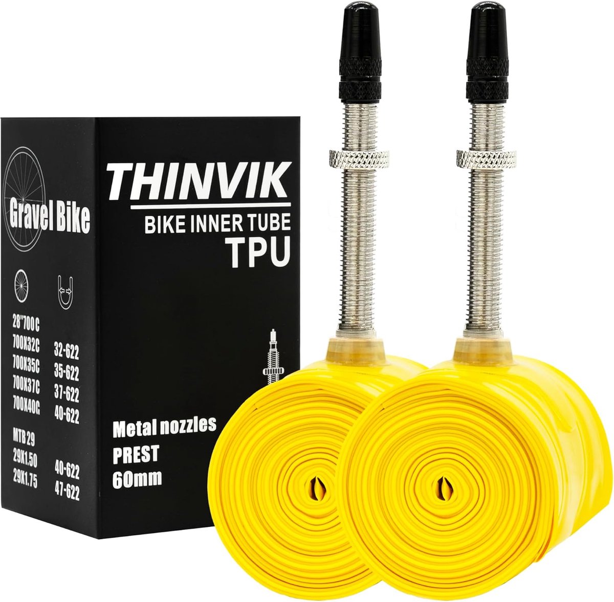 SnelShoppen - TPU Binnenbanden voor Fietsen - Presta Ventiel Metaal 45/65/85 mm - Geschikt voor Racefietsen, MTB en Gravel - 700 x 18-32c/33-50c/29 In