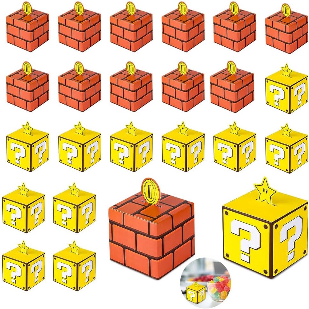 SnelShoppen - Lotvic Cadeau Dozen voor Kinderen, 24 Stuks, Kartonnen Feestdozen voor Verjaardag, Bruiloft, Kerst, Halloween, Milieuvriendelijk, Herbru