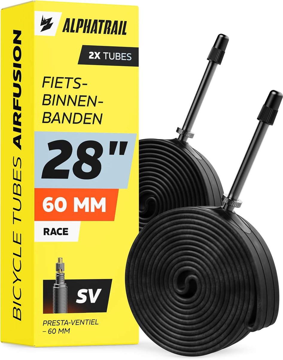 SnelShoppen - Binnenband Fiets 28 Inch Presta 60mm 2x Set - Geschikt voor 700x18-28C Banden - Duurzaam en Betrouwbaar - Ideaal voor Fietstocht en Spor