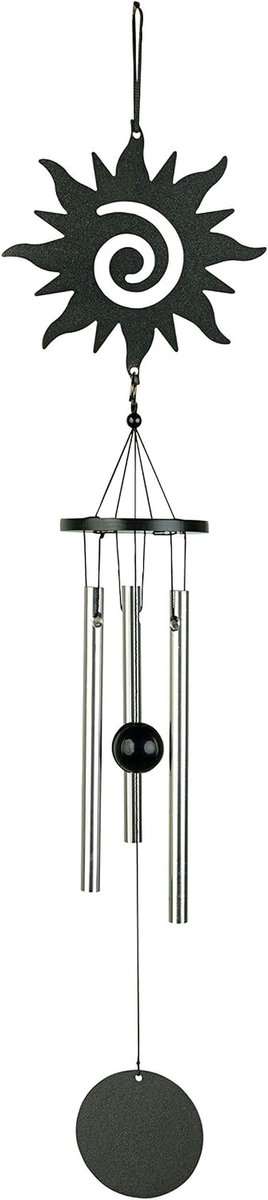 Klankspel Zon - Windspel Tuin - Tuindecoratie - Hoogwaardige Afwerking - ca. 35 cm - Zwart Zilverkleurig