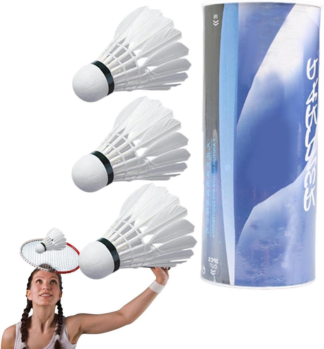 Badminton Shuttles - Veren Shuttles - Sporten Buiten - Hoge Stabiliteit - 100 stuks - Wit