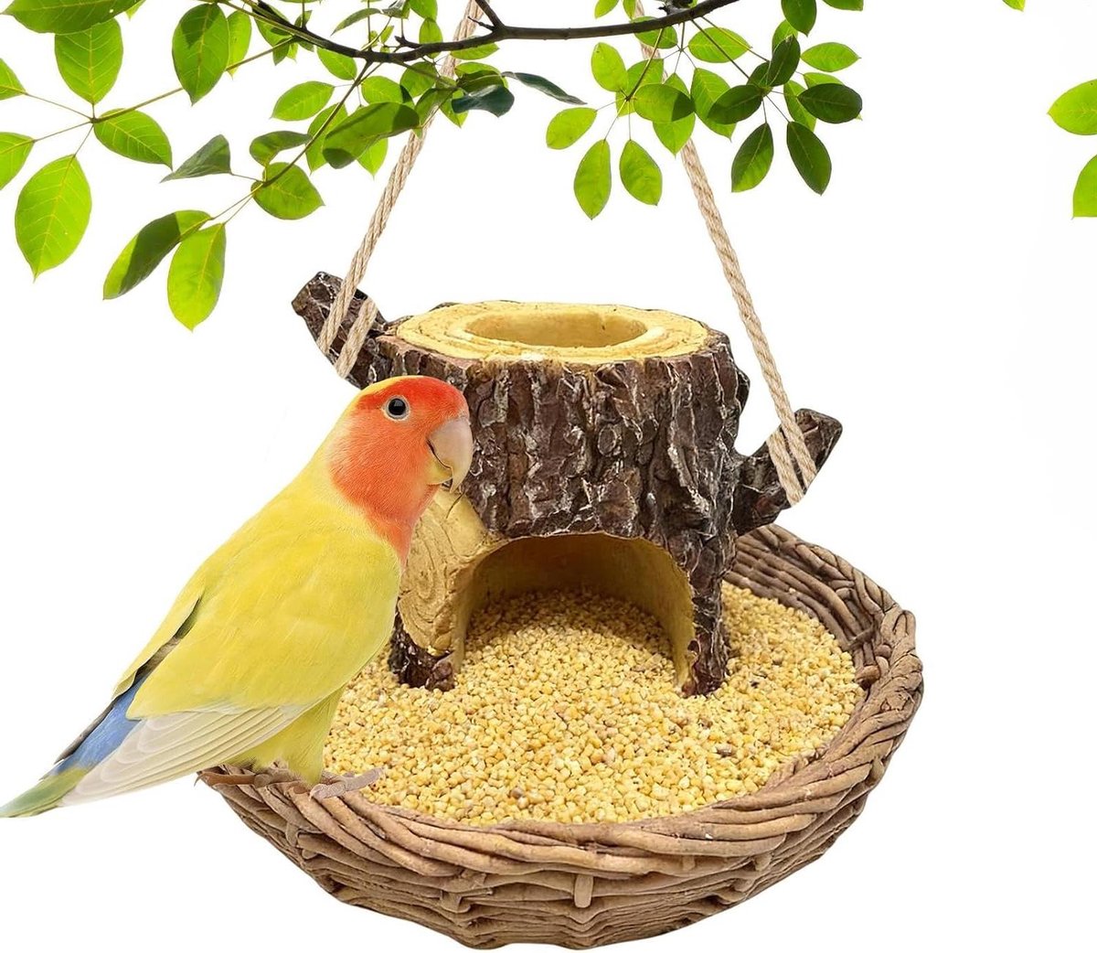 Voedersilo Vogels - Voederbak Tuin - Vogels Voeren - Boomstronk Design - 16 x 16 x 16 cm - Niet gespecificeerd