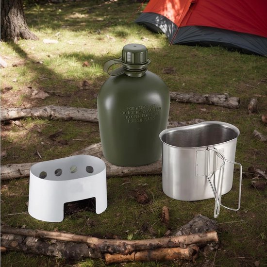 Campingset Kookgerei - Outdoor Keuken - Koken Buiten - Compact Opvouwbaar - 1000 ml Inhoud - Zilver — afbeelding 2