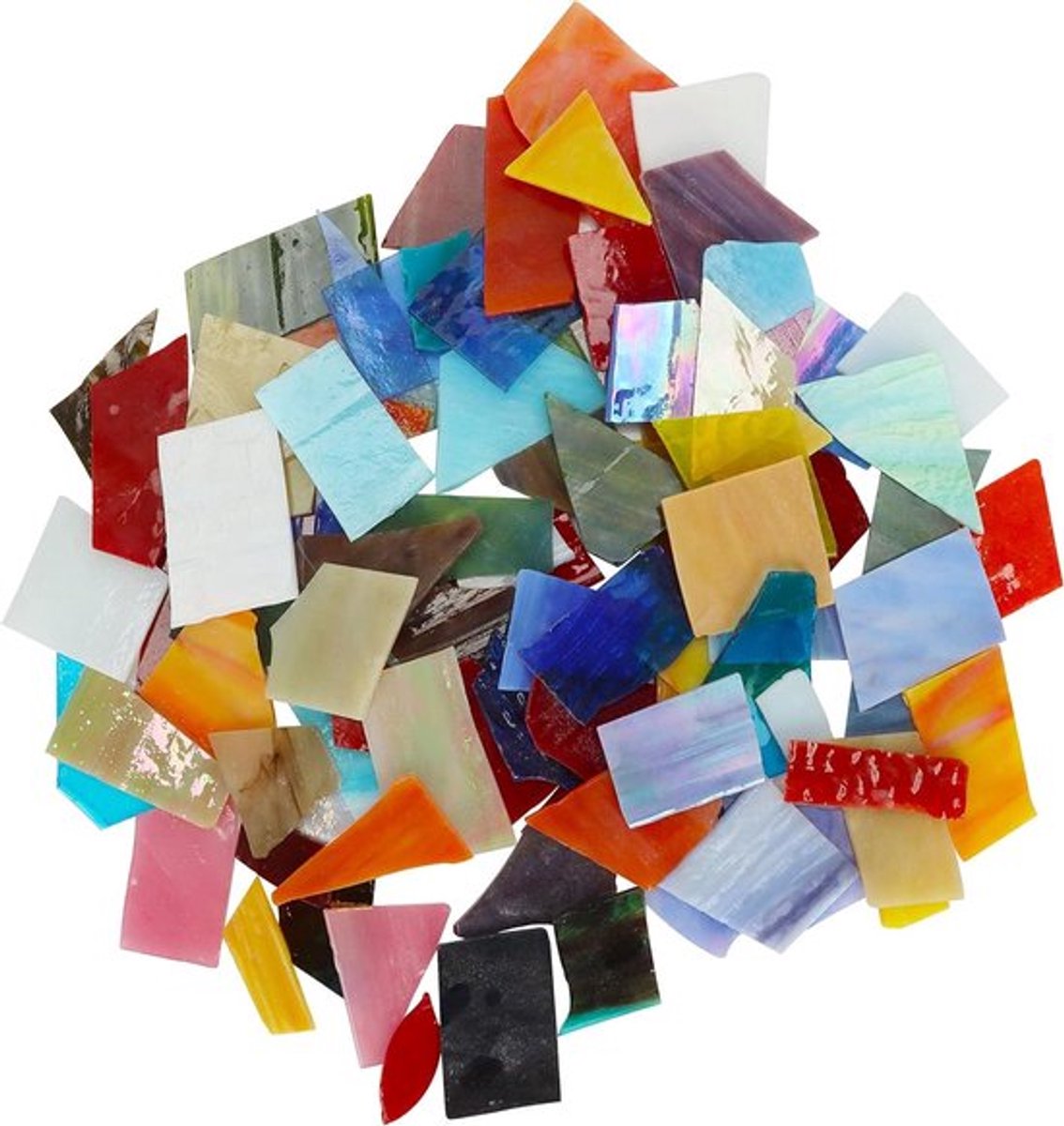 - Mozaïek Tegels - DIY Kunst - Glas in Lood - Huisdecoratie - Gemixte en Gekleurde Mozaïek Tegels (800g) - Ongeveer 50-60 Stuks - Diverse Maten en Vormen - Handgemaakte Creatieve Hobby's - Geassorteerde Tegels