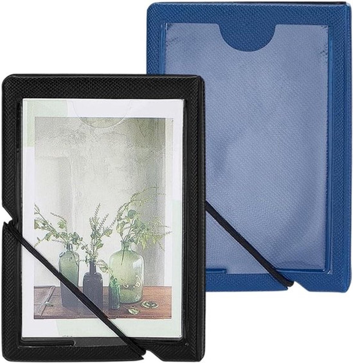 Set van 2 mini fotoalbums met pvc-omslag in zwart/blauw - Mini-fotoboeken voor 2 x 3 foto's - Klein album met 16 pagina's voor 32 foto's - Ideaal voor instant foto's - Elegant reizen scrapbook cadeauset