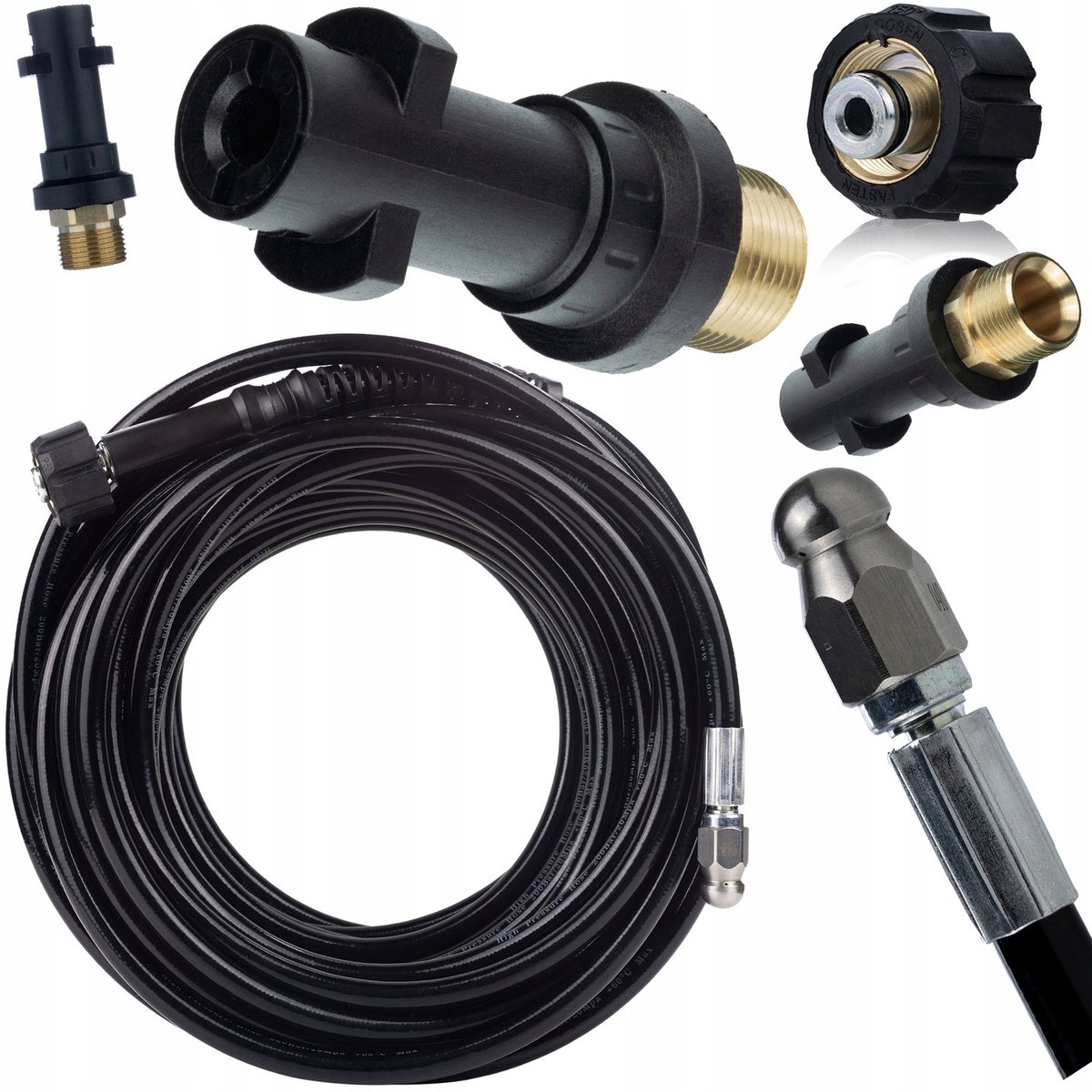 Rosfix Rioolreinigingsslang Hogedrukslang Set - 30 M M22x1,5 - Max 200 Bar 60°C