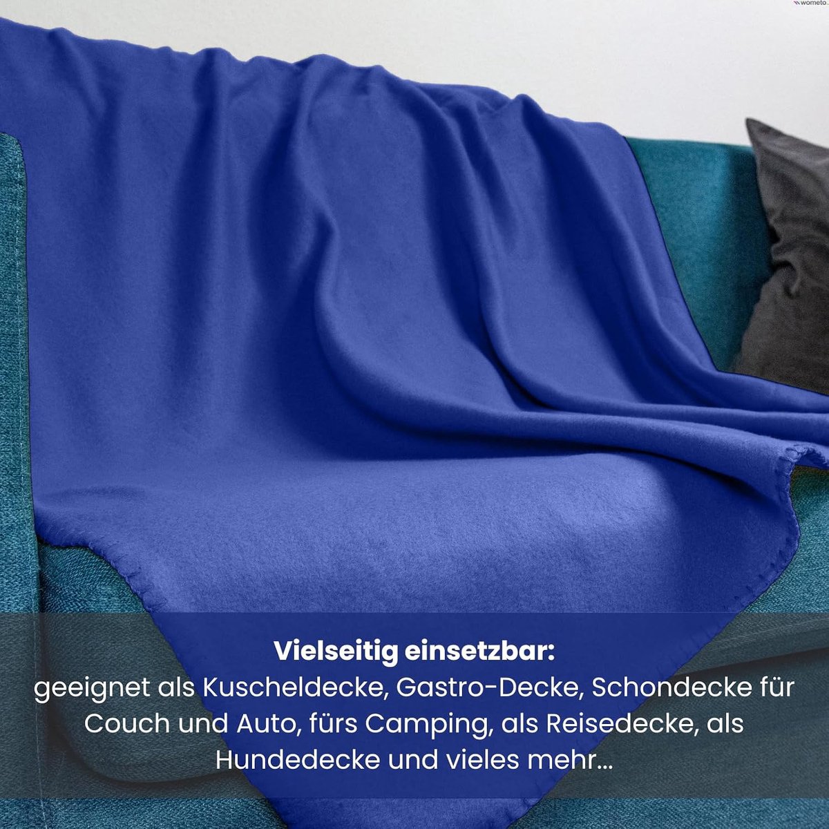 Fleecedeken - OekoTex - 130 x 160 cm - 400 g - met anti-pluisstiksel aan de rand - blauw - donkerblauw