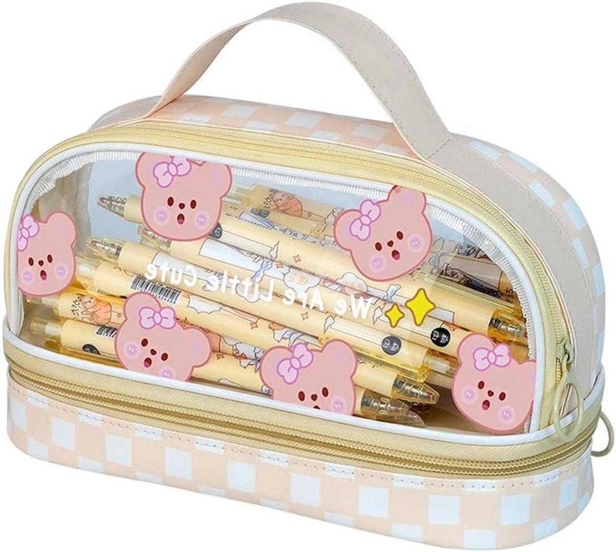 Etui Beer - Schrijfgerei Tas - Bureau Organisatie - Grote Capaciteit - 21 x 12.5 x 8 cm - Geel