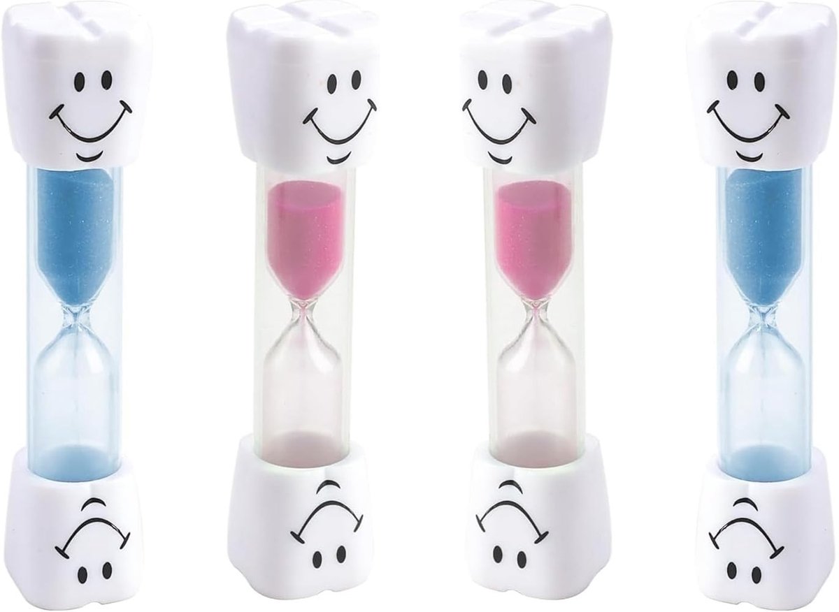 Set van 4 zandlopers met vrolijke gezichten - ideaal voor kinderen, keuken, kantoor en speeltijd, 3 minuten timer voor effectieve tijdsbeheer en plezierige activiteiten