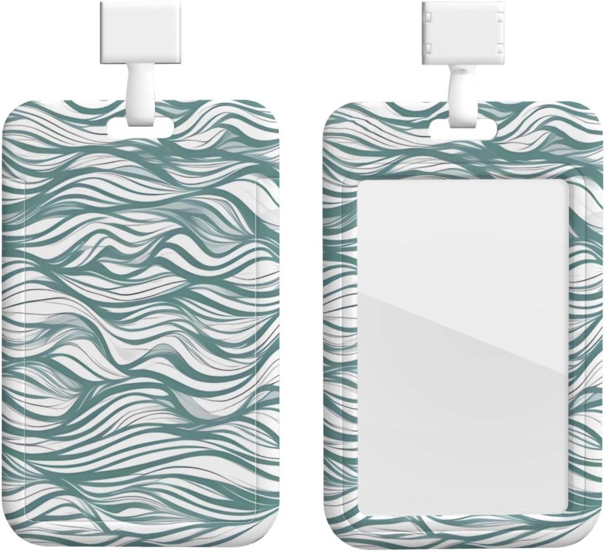 Glijdende ID-kaarthouder - Badgehouder Beschermer - Werkkaart Tonen - Schuif Ontwerp - 10x6 cm - Groene Streep