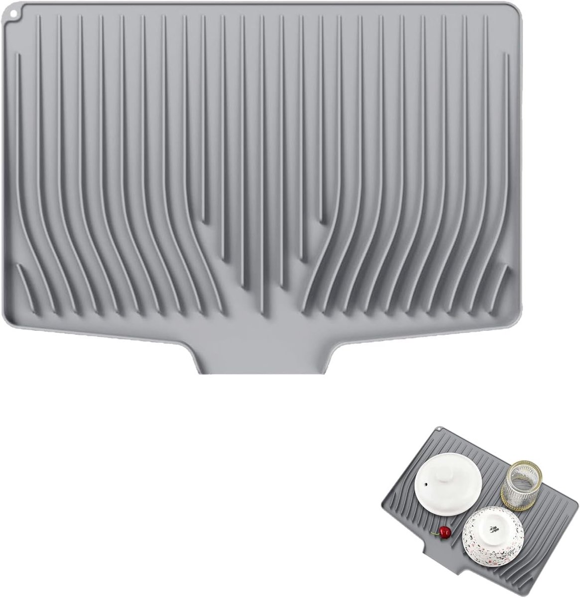 Bobypet - Afdruipmat - Siliconen afdruipmat voor aanrecht - Antislip, hittebestendig en opvouwbaar - Multifunctionele keukenmat voor potten en pannen - 40 x 33 cm - Grijs
