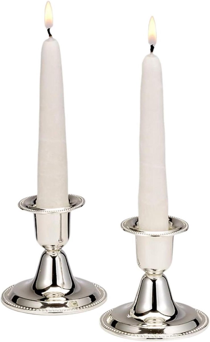 Kandelaar Set - Kaarsenstandaard - Tafel Decoratie - Vergulde Afwerking - 2.5 inch - Zilver